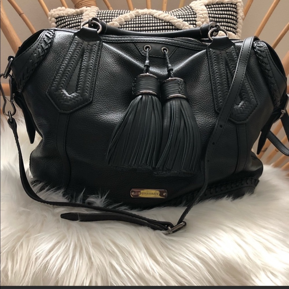 BURBERRY Large Black Leather Tote